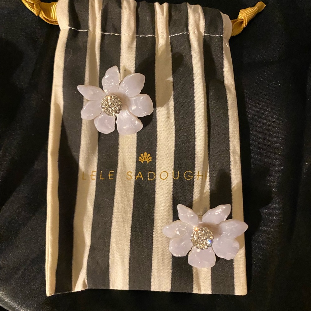 Lele Sadoughi Mother of Pearl Wallflower Button Earrings